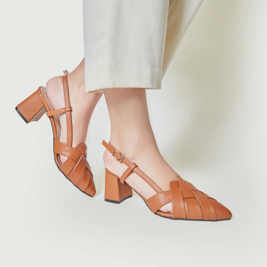 Cross Plated Court Shoes - Brown