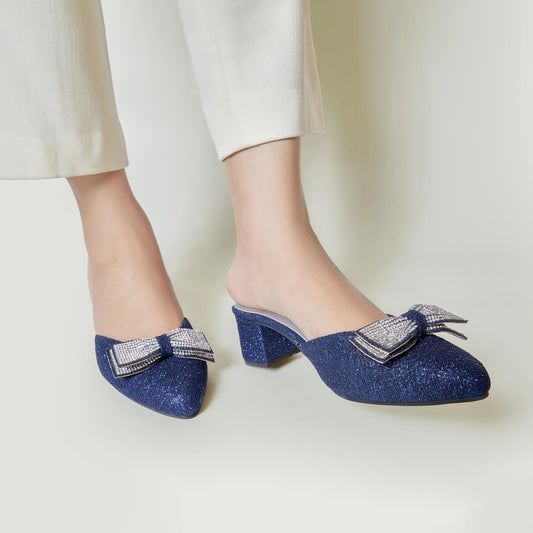 Floral Mule - Navy Blue