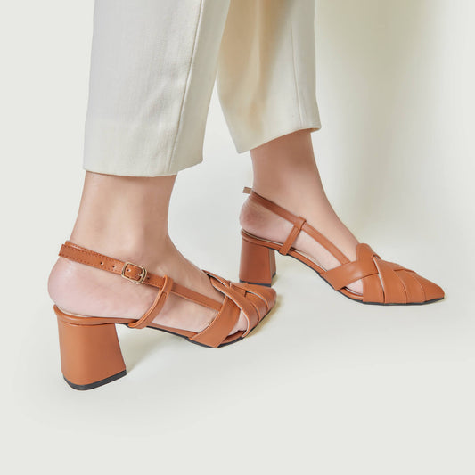 Cross Plated Court Shoes - Brown