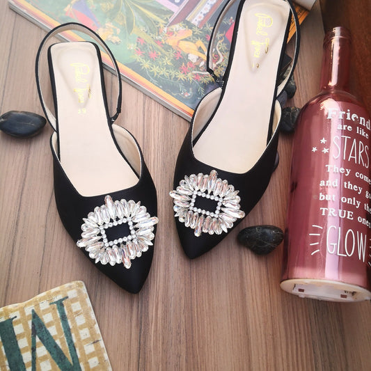 Crystal Rose Mule - Black