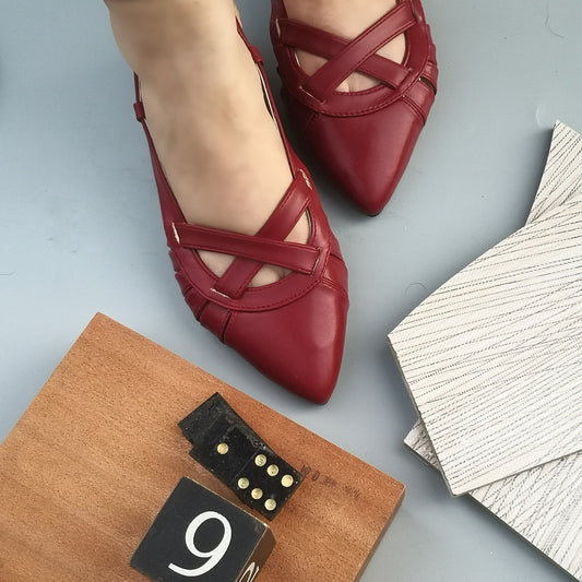 Latte Pointed Sandal - Maroon