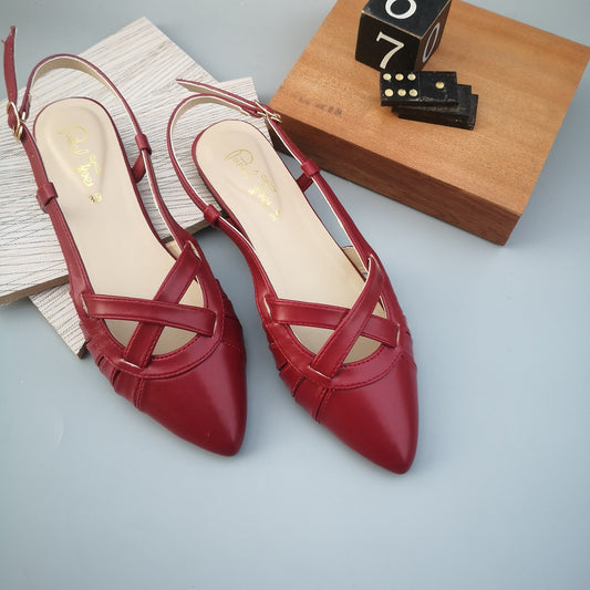 Latte Pointed Sandal - Maroon