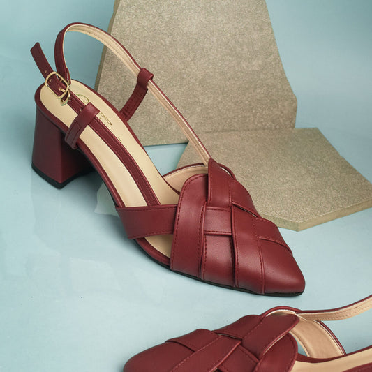 Cross Plated Court Shoes - Maroon