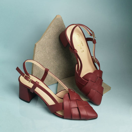 Cross Plated Court Shoes - Maroon