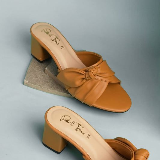 Bow Tie Block Heel - Musturd