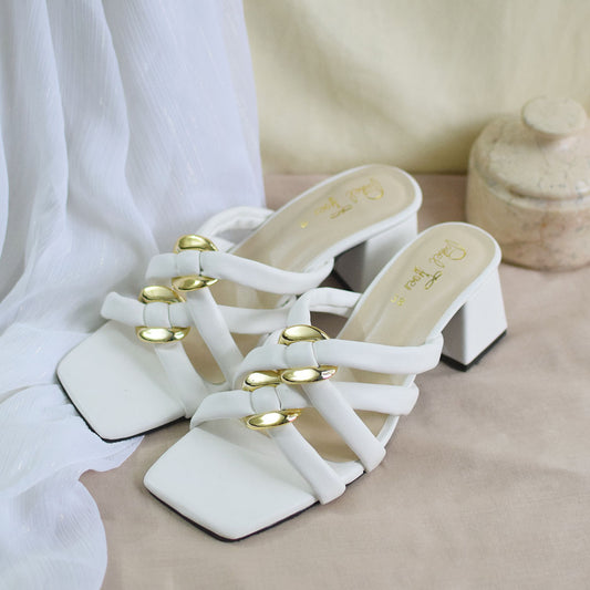 Gemini Block Heel - White